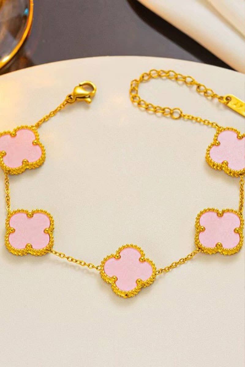 Leaf Clover 18K Stainless Steel Bracelet: Yellow Gold