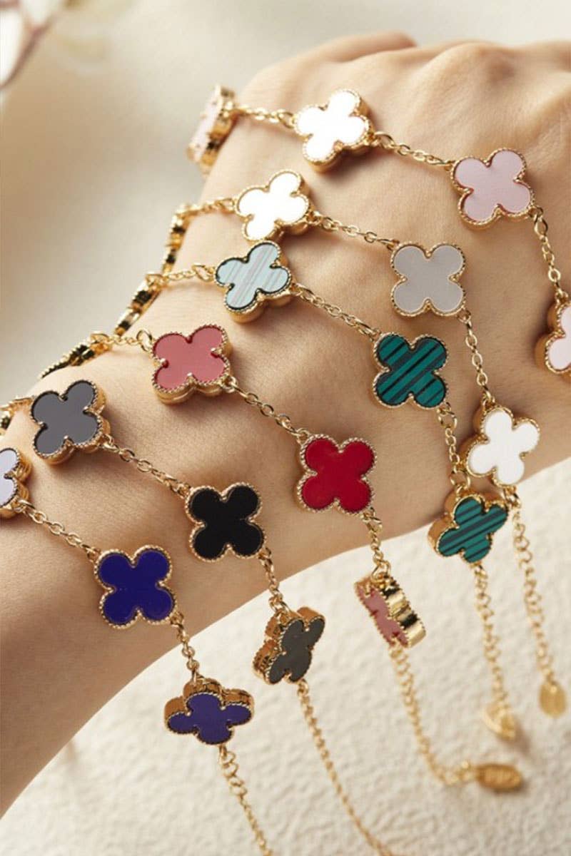 Leaf Clover 18K Stainless Steel Bracelet: Yellow Gold