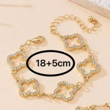 Clover Crystal Link Bracelet Set ( 3 pcs): Pink