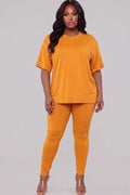 Plus Size Oversized T-shirt & Leggings Set: Tomato Cream / 3X