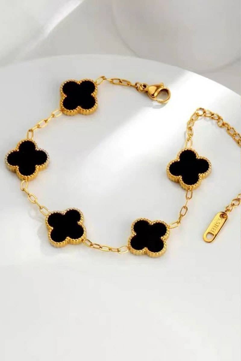 Leaf Clover 18K Stainless Steel Bracelet: Yellow Gold