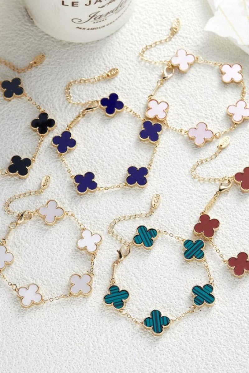 Leaf Clover 18K Stainless Steel Bracelet: Yellow Gold