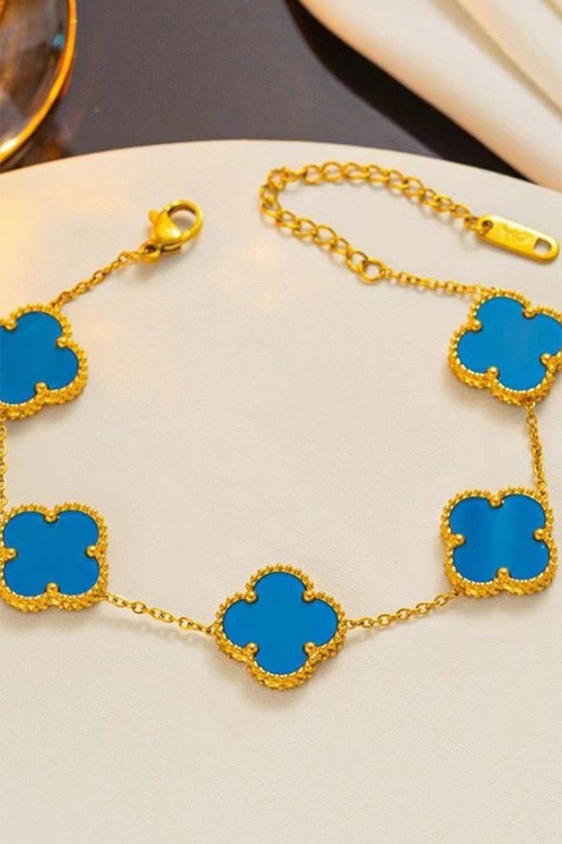 Leaf Clover 18K Stainless Steel Bracelet: Yellow Gold