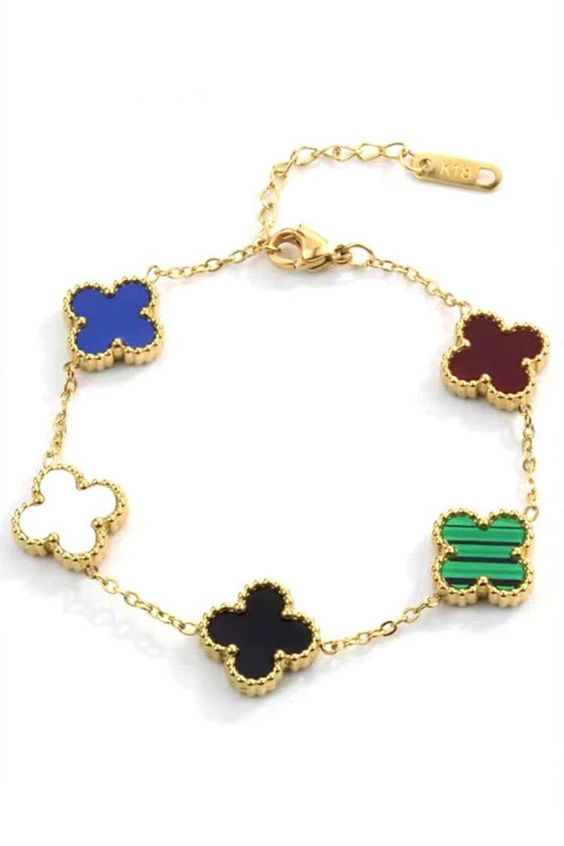 Leaf Clover 18K Stainless Steel Bracelet: Yellow Gold