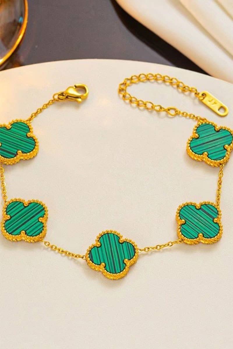 Leaf Clover 18K Stainless Steel Bracelet: Yellow Gold