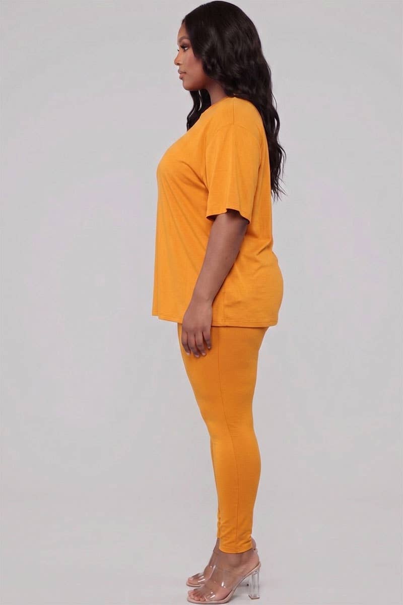 Plus Size Oversized T-shirt & Leggings Set: Tomato Cream / 3X