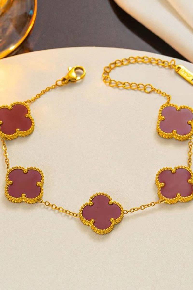 Leaf Clover 18K Stainless Steel Bracelet: Yellow Gold