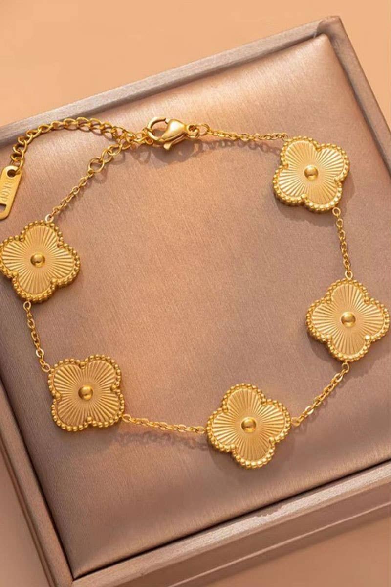 Leaf Clover 18K Stainless Steel Bracelet: Yellow Gold