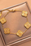 Leaf Clover 18K Stainless Steel Bracelet: Yellow Gold